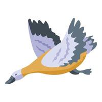 Flying duck icon, isometric style vector