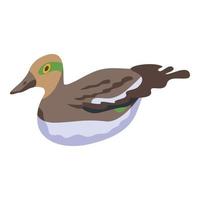 Feathers duck icon, isometric style vector