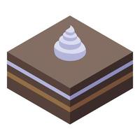 Cocoa cake icon, isometric style vector