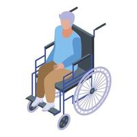 hombre enfermedad de alzheimer en icono de silla de ruedas, estilo isométrico vector