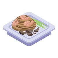 Cooking thai dishes icon, isometric style vector