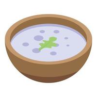 icono de sopa de champiñones, estilo isométrico vector