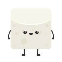 Cute tofu cartoon. Happy cute smiling funny tofu. character design. Vegetarian nutrition, healthy food. vector