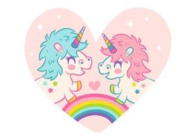 Vector card cute unicorns