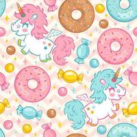 Vector seamless pattern with cute unicorn