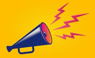 Retro megaphone on yellow background vector