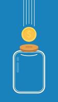 Jar coin vector. wallpaper. free space for text. copy space. bottle coin. vector