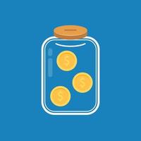 Jar coin vector. wallpaper. free space for text. copy space. bottle coin. vector