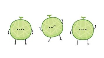 diseño de personajes de melón. melón sobre fondo blanco. dibujos animados de melón. vector