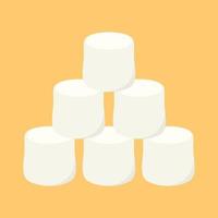 White marshmallows isolated on yellow background. Pile of marshmallow. vector