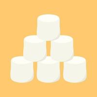 White marshmallows isolated on yellow background. Pile of marshmallow. vector