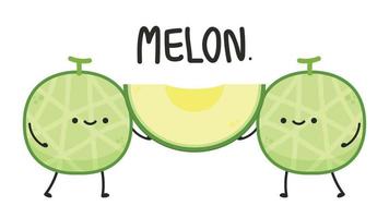 Melon character design. melon on white background. Melon cartoon. vector