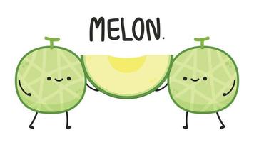 Melon character design. melon on white background. Melon cartoon. vector