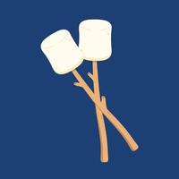 Marshmallow stick. Marshmallow logo design. White Marshmallow icon. vector