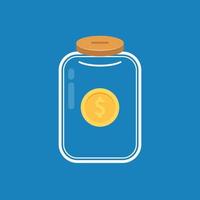 Jar coin vector. wallpaper. free space for text. copy space. bottle coin. vector