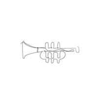 continuous line drawing trumpet horn illustration vector