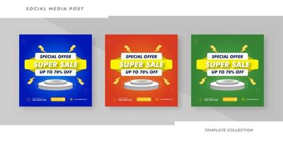 Super sale promotion banner template design for web or social media. Pro Vector