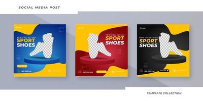 plantilla de diseño de vector social de zapatos deportivos modernos para super venta, venta de moda, promoción de negocios de nueva llegada.