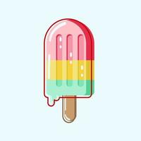 Green, pink, yellow - multicolored ice cream on blue background with highlights looks appetizing. Vector, object, EPS10. Isolated. vector