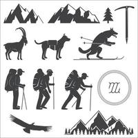 Set of Alpine club icon. Vector illustration.