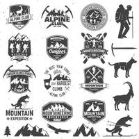 Vintage typography design with mountaineers and mountain silhouette. vector