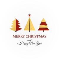 tarjeta de navidad con árbol de navidad y estrella brillante en la parte superior vector