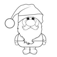 libro para colorear de navidad para niños santa. página para colorear esquema de dibujos animados sonriente lindo santa claus. ilustración vectorial colorida, libro de colorear de invierno para niños. vector