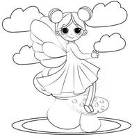 Cute cartoon little fairy. Colorful vector illustration, coloring book for kids. coloring book for children fairy