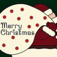 Santa Claus with big signboard. Merry Christmas and Happy New Year Holiday greeting card vector