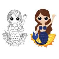 coloring book for children.mermaid vector