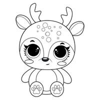 Christmas coloring book for children deer. Colorful vector illustration, winters coloring book for kids.