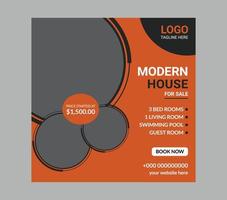 Modern home sale and social media post template vector