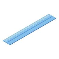 Blue plastic ruler icon, isometric style vector