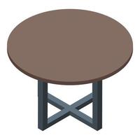 Folding round table icon, isometric style vector