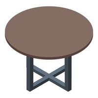 Folding round table icon, isometric style vector