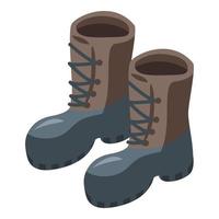 icono de botas de caza, estilo isométrico vector