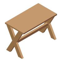 Folding picnic table icon, isometric style vector