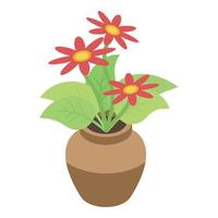 Red flower houseplant icon, isometric style vector