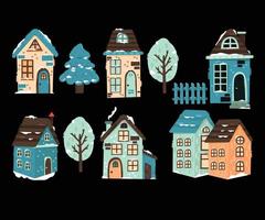 colección de casas de nieve de invierno vector