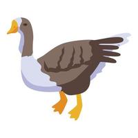 icono de pájaro de ganso, estilo isométrico vector