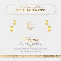 Ramadan Kareem Islamic Elegant White and Golden Luxury Background with Decorative Ornaments vector