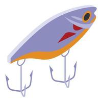 icono de cebo de pescado falso, estilo isométrico vector