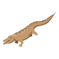 Brown alligator icon, isometric style vector