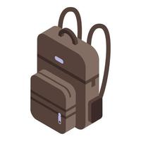 Fisherman backpack icon, isometric style vector