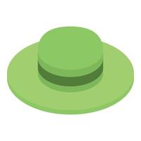 icono de sombrero verde cazador, estilo isométrico vector