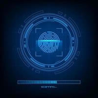 Vector fingerprint user interface security system concept. Scanning identification. Technology abstract background.