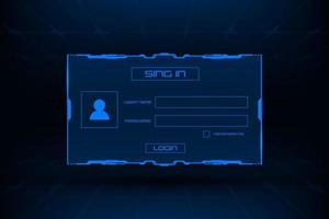 Vector technology hud ui user interface. Username and password menu template