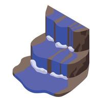 icono de cascada de montaña, estilo isométrico vector