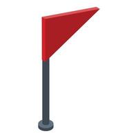 Climbing red flag icon, isometric style vector