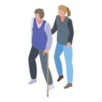 Caregiver solidarity icon, isometric style vector